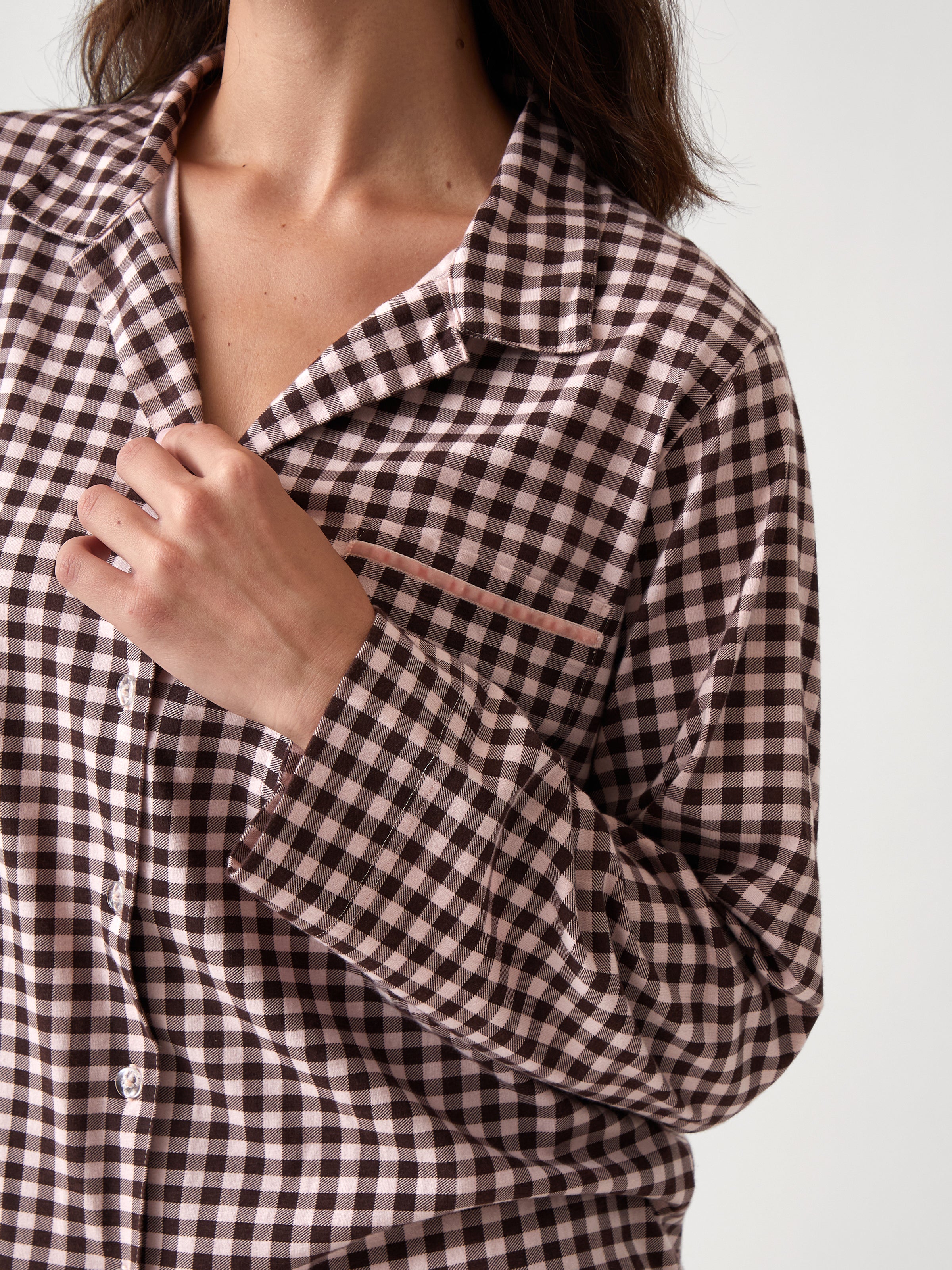 Kendra Organic Brushed Cotton Knit PJ Shirt | Multi-2