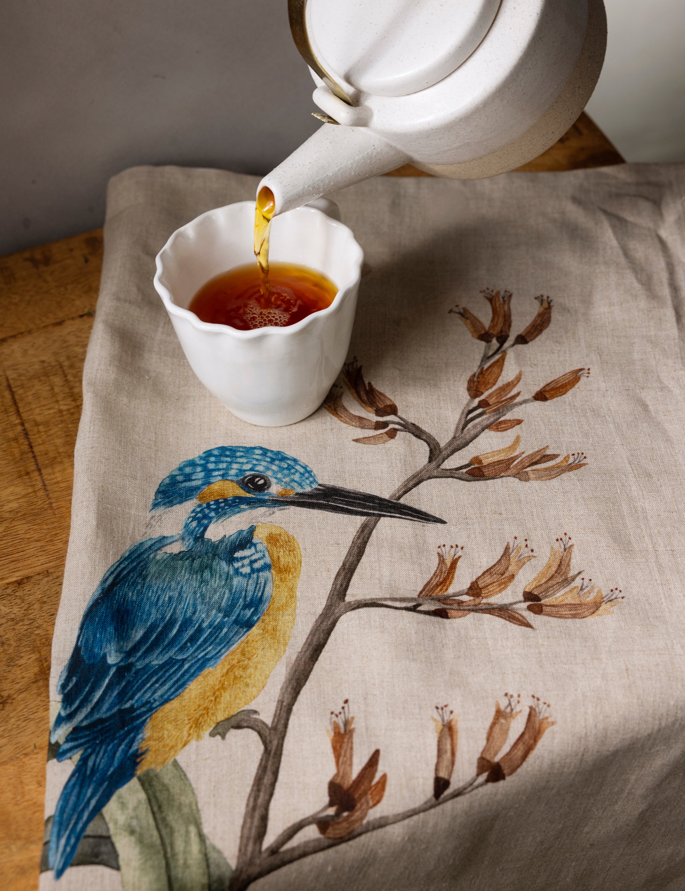 Kingfisher Linen Tea Towel | Multi-2