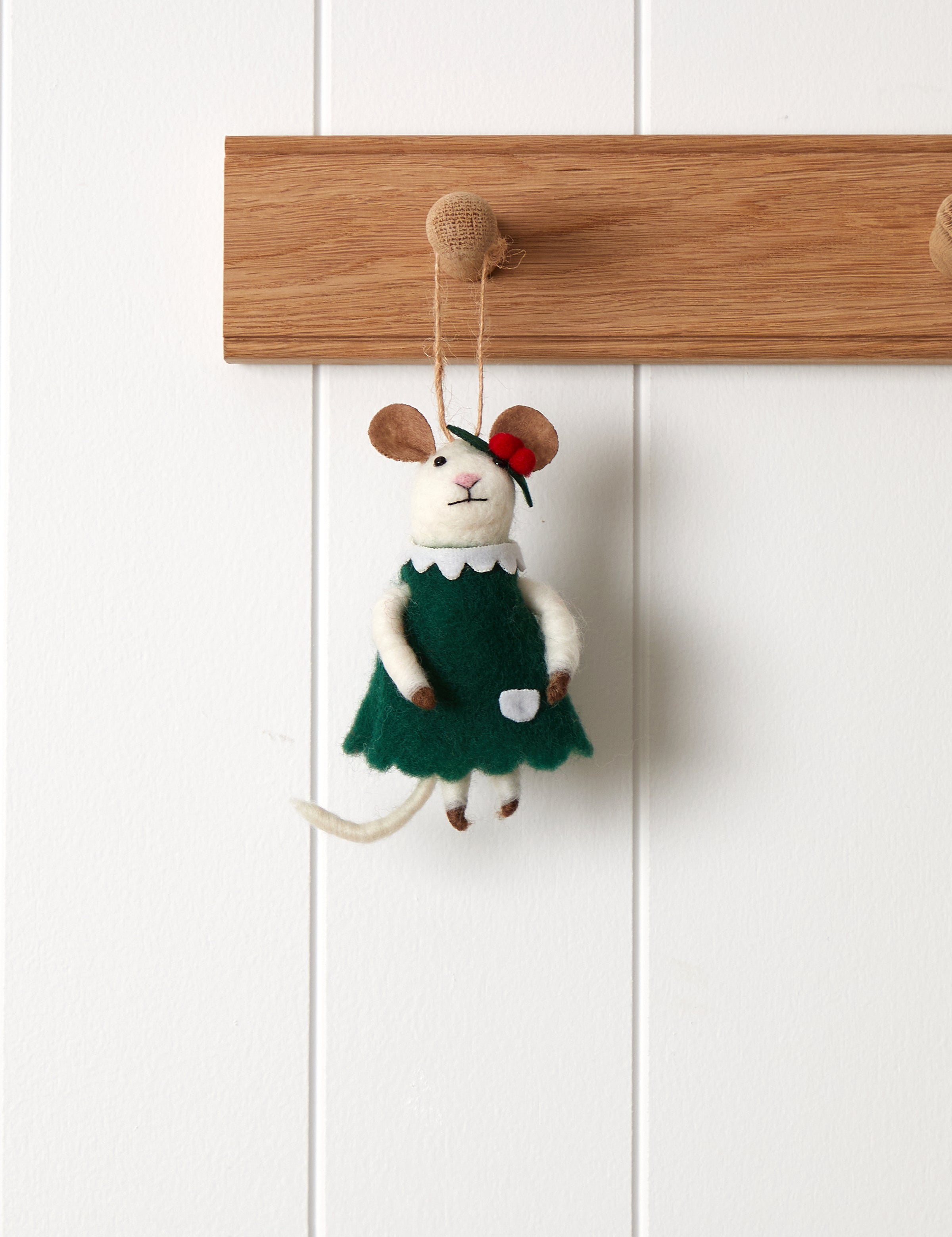 Lady Mouse Wool Decoration | Green-1
