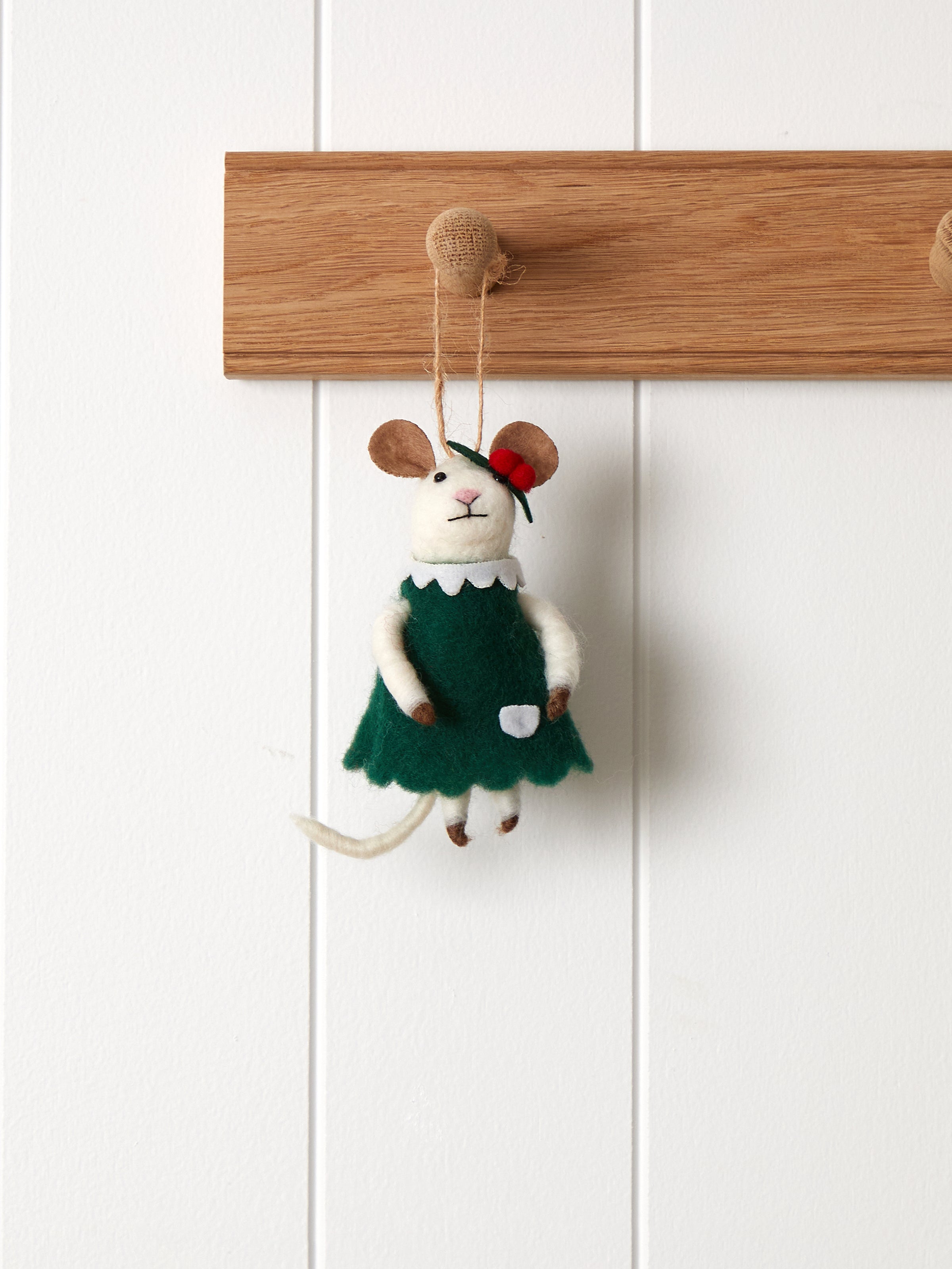 Lady Mouse Wool Decoration | Green-1