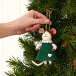 Lady Mouse Wool Decoration | Green-2