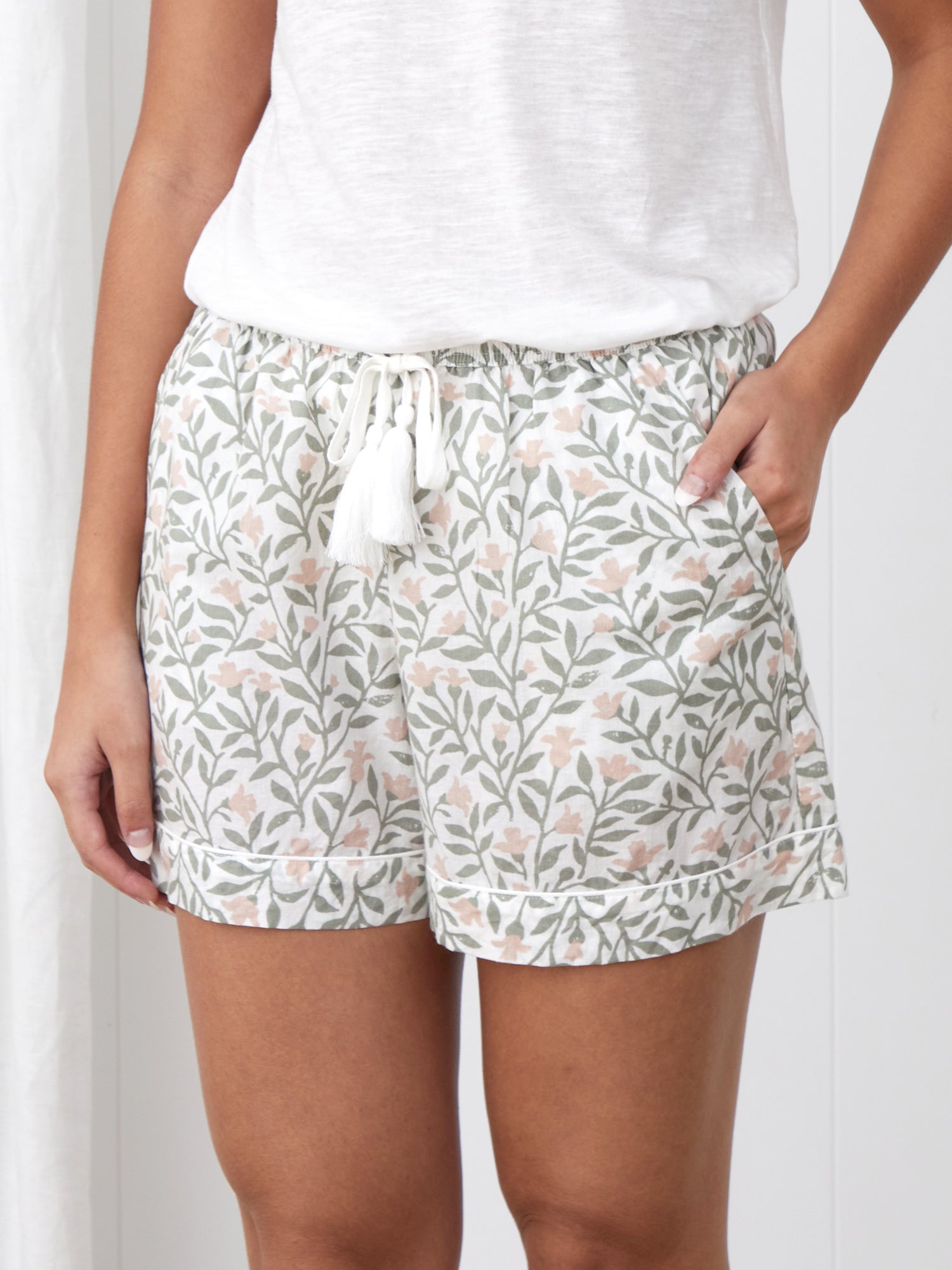 Lena Sleep Shorts | Pink Floral-3
