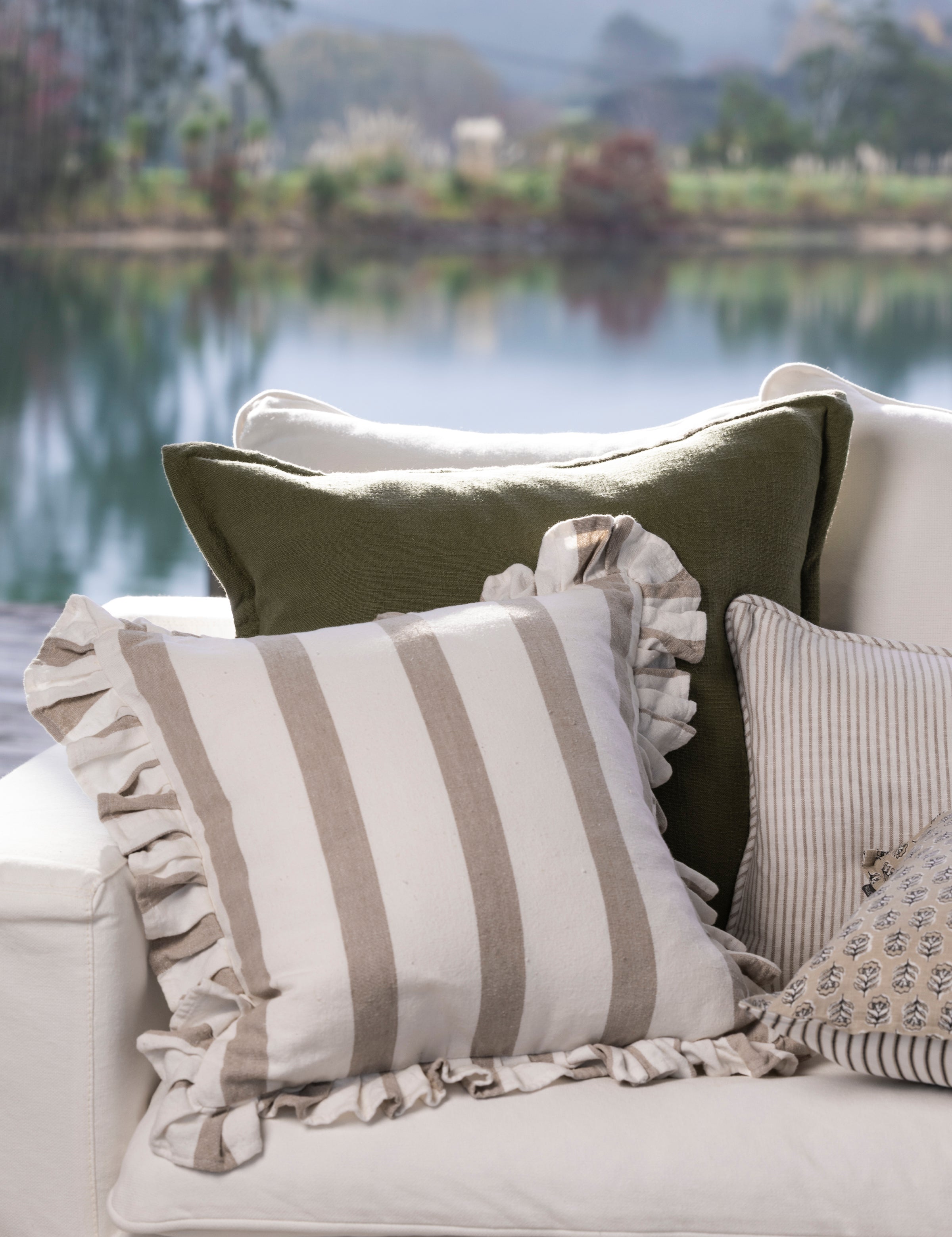 Lennon Large Square Cushion Cover | Olive-2