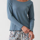 Libby Rib Knit Long Sleeve Tee | Blue-1