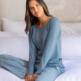 Libby Rib Knit Long Sleeve Tee | Blue-3