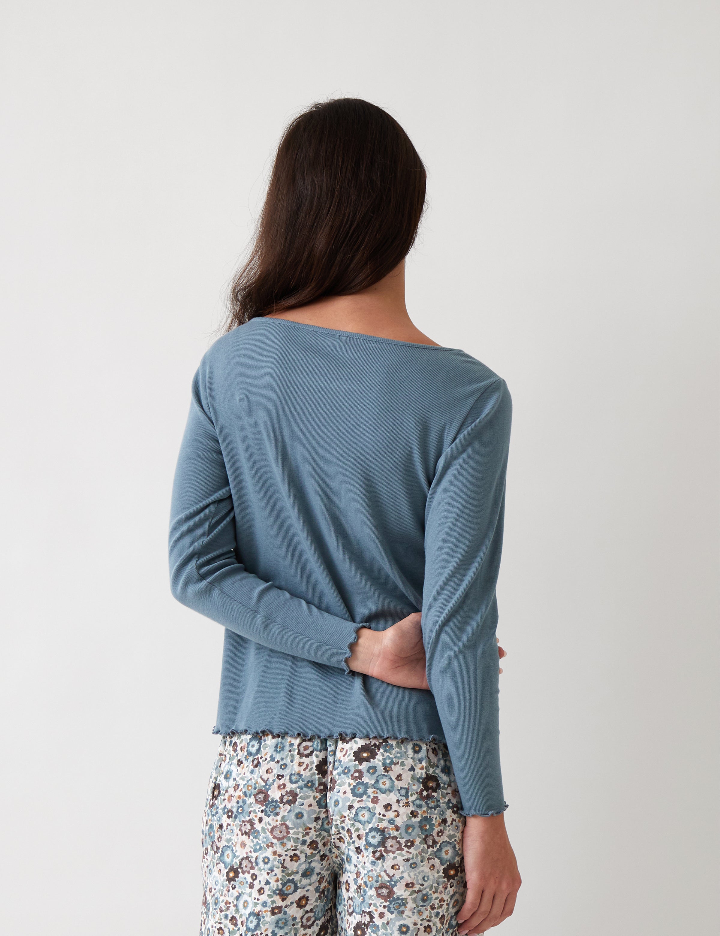 Libby Rib Knit Long Sleeve Tee | Blue-4
