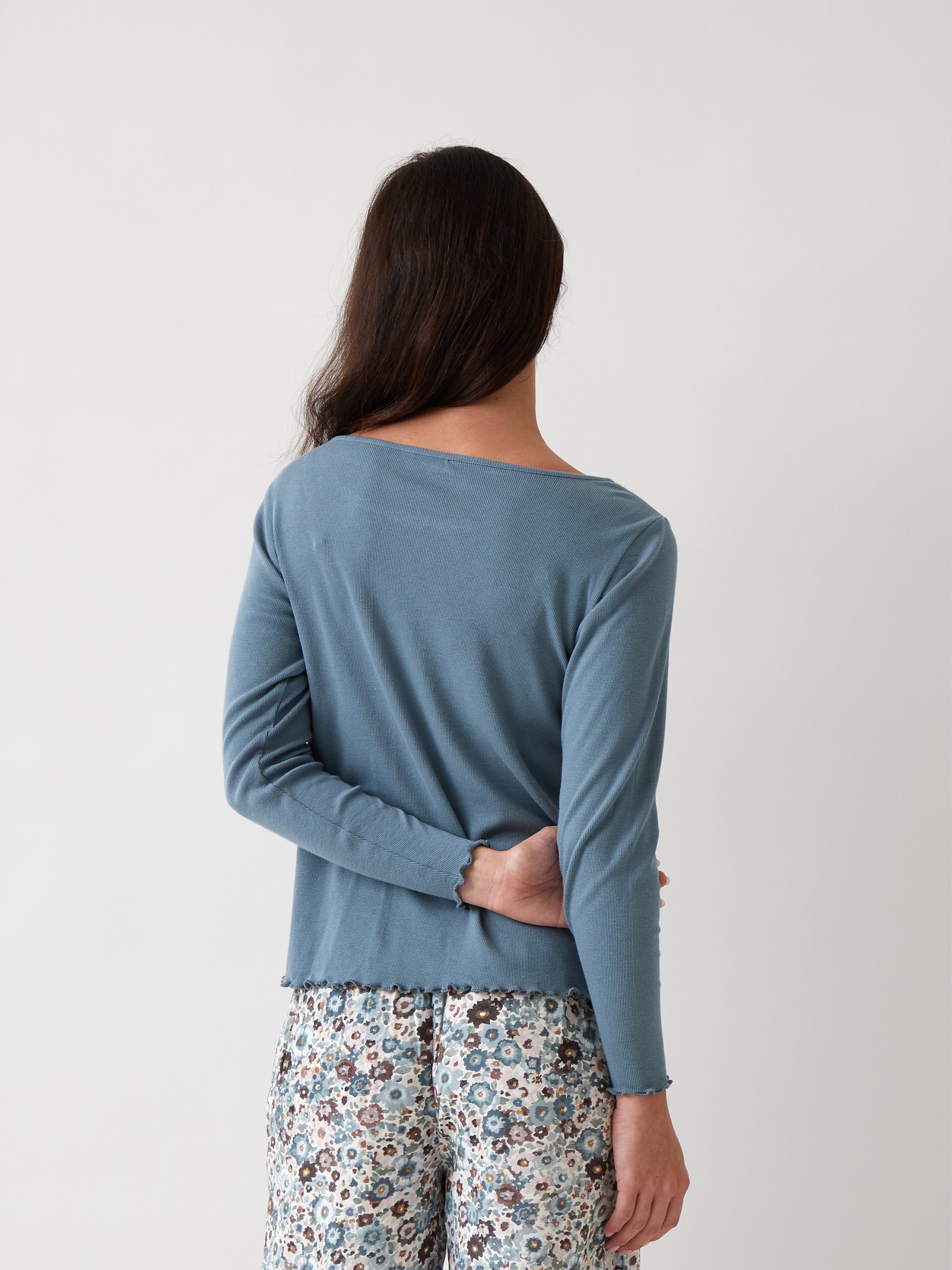 Libby Rib Knit Long Sleeve Tee | Blue-4