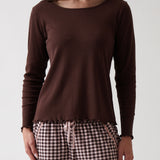 Libby Rib Knit Long Sleeve Tee | Cocoa-1