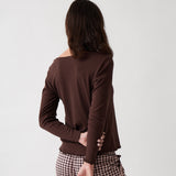 Libby Rib Knit Long Sleeve Tee | Cocoa-3