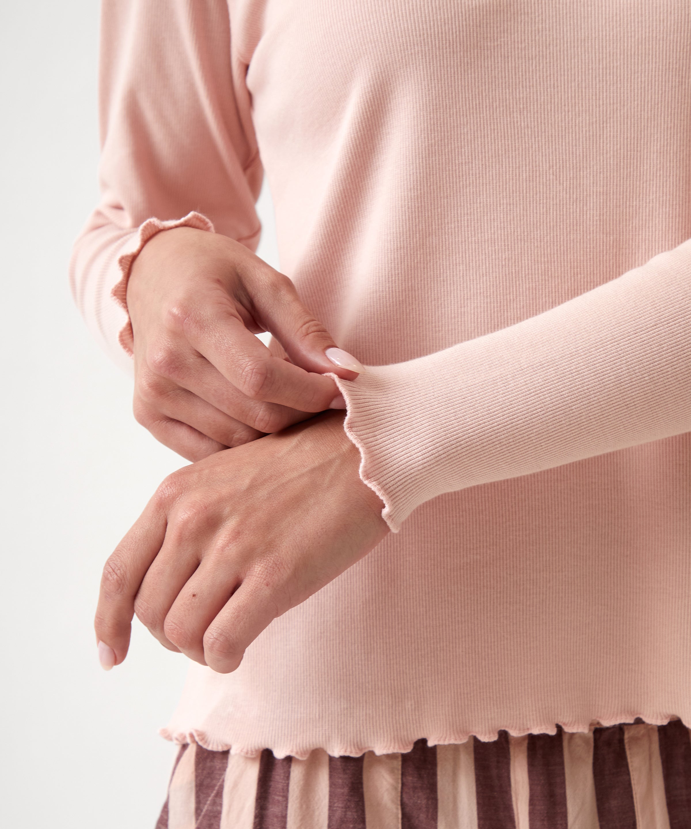 Libby Rib Knit Long Sleeve Tee | Pink-2