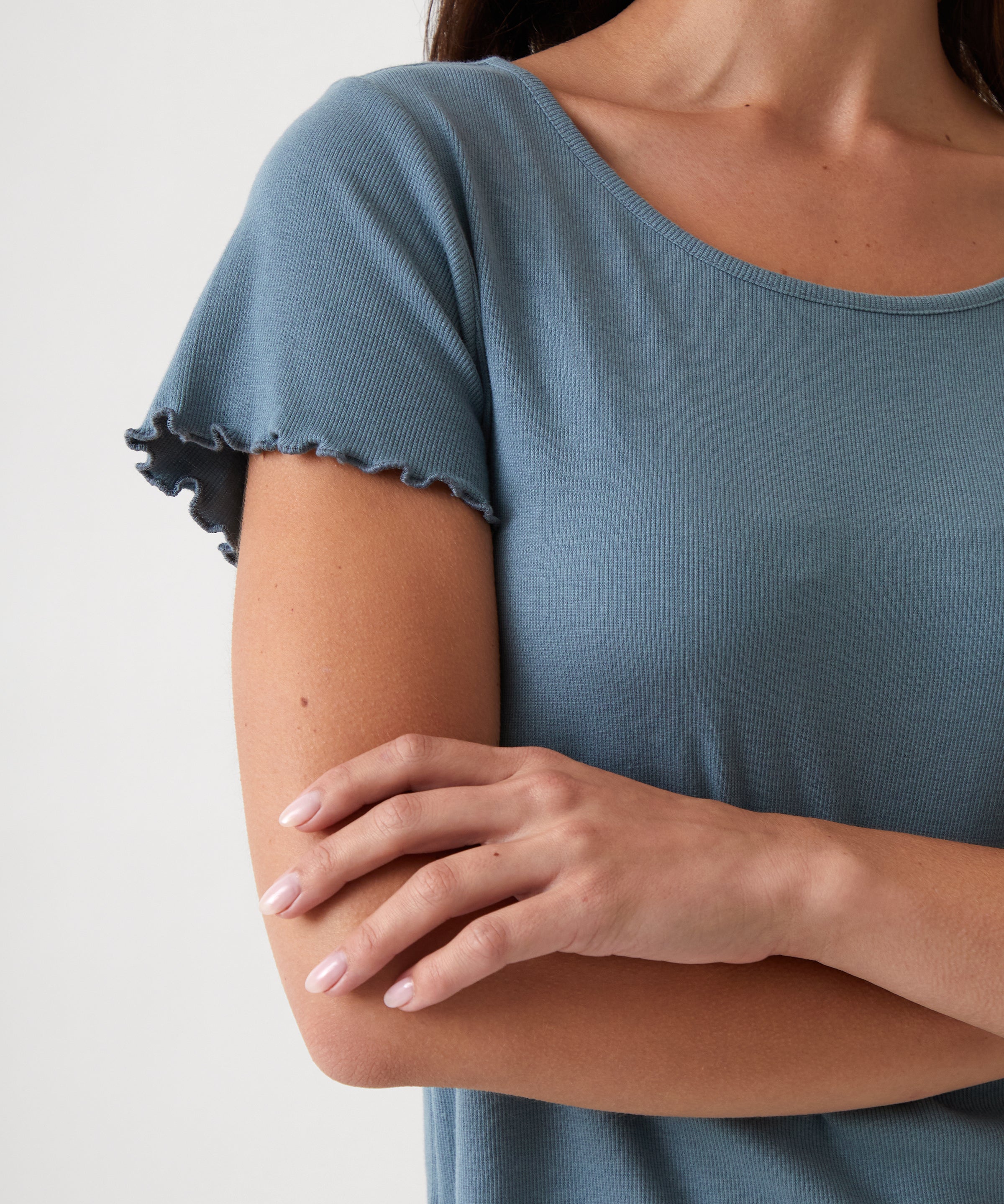 Libby Rib Knit Tee Shirt | Blue-2