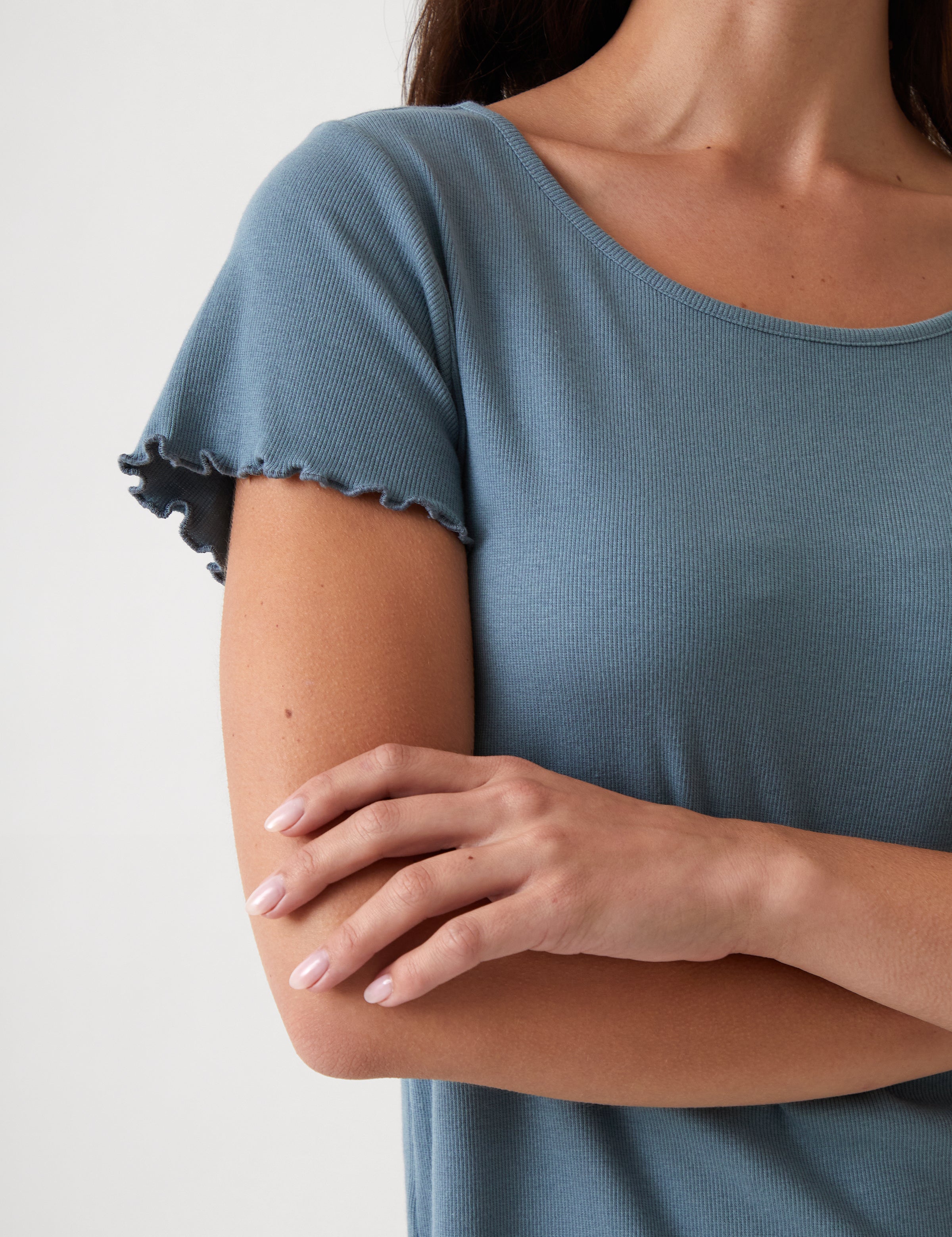 Libby Rib Knit Tee Shirt | Blue-2