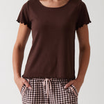 Libby Rib Knit Tee Shirt | Cocoa-1