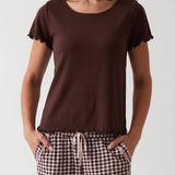 Libby Rib Knit Tee Shirt | Cocoa-1