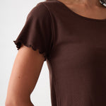 Libby Rib Knit Tee Shirt | Cocoa-2