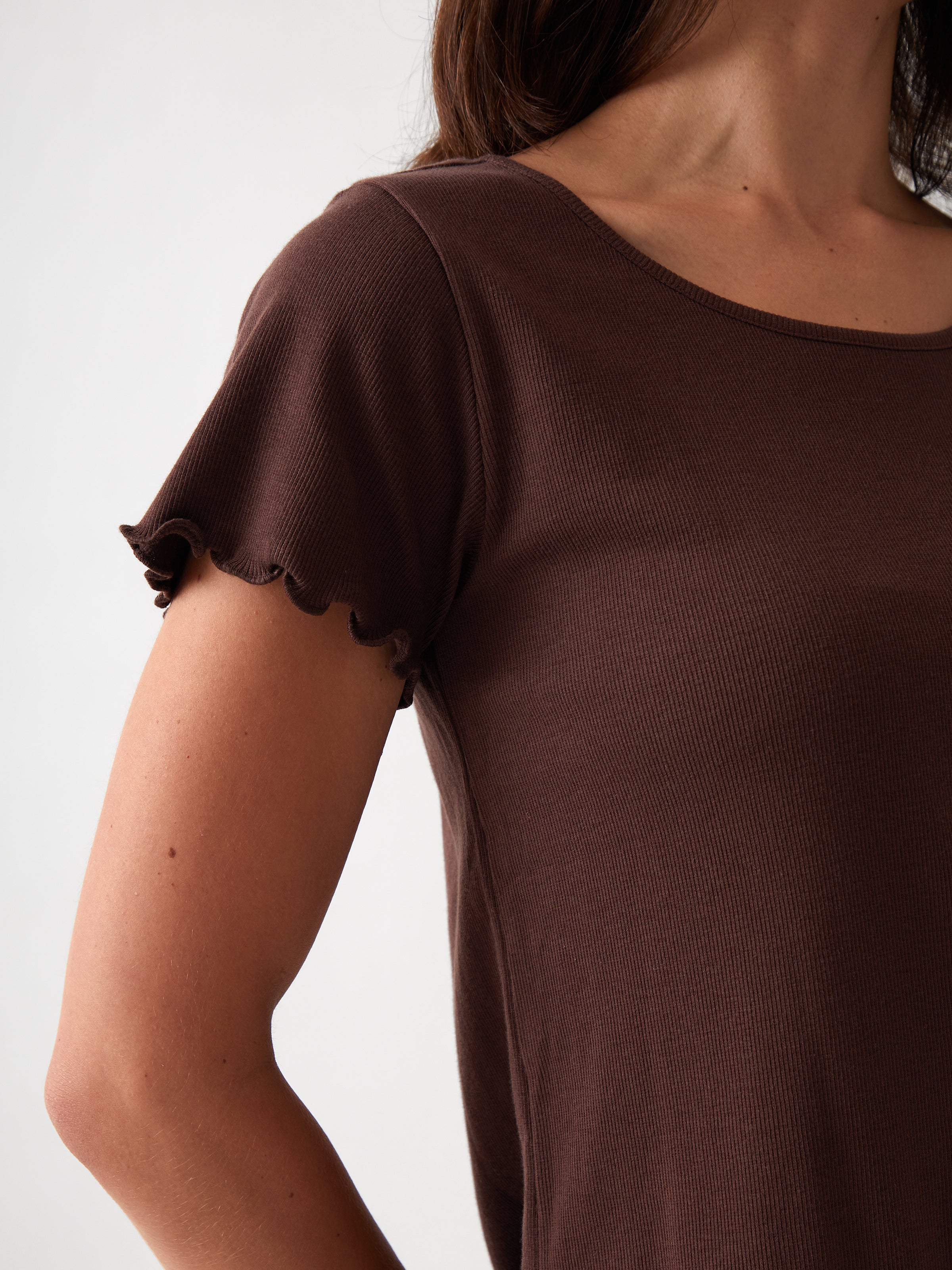 Libby Rib Knit Tee Shirt | Cocoa-2