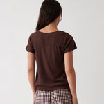 Libby Rib Knit Tee Shirt | Cocoa-3
