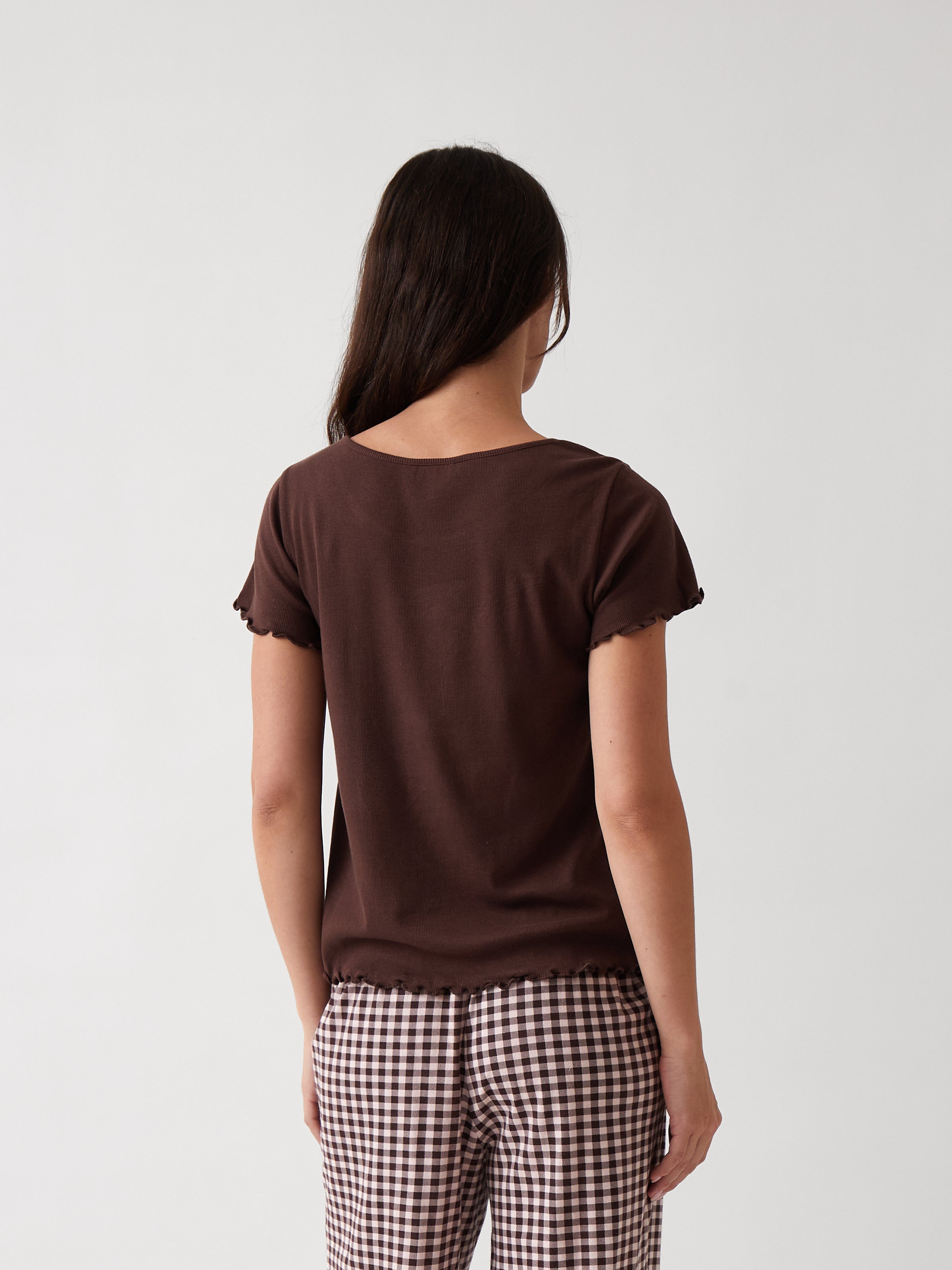 Libby Rib Knit Tee Shirt | Cocoa-3