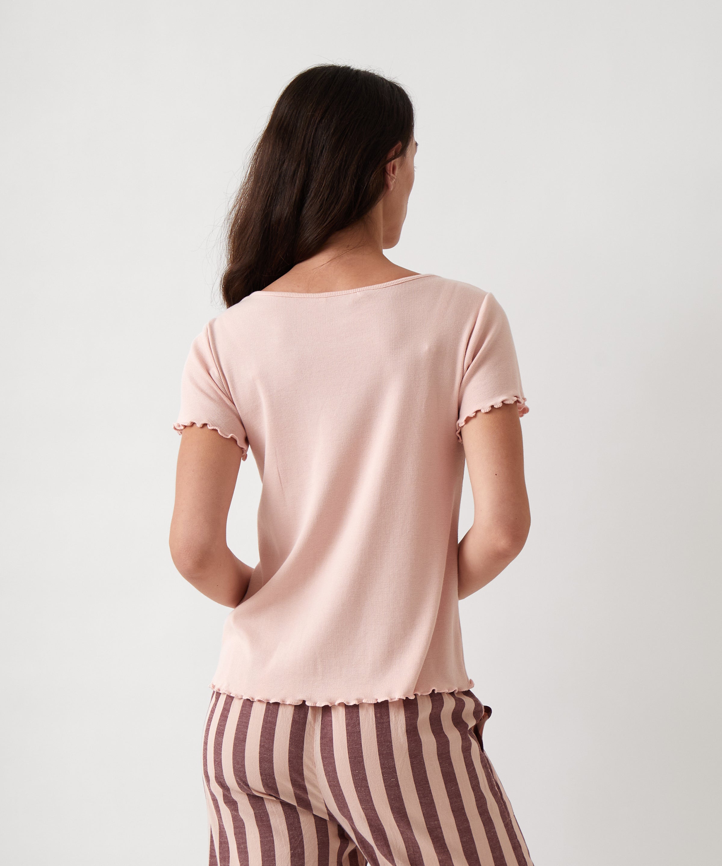 Libby Rib Knit Tee Shirt | Pink-4