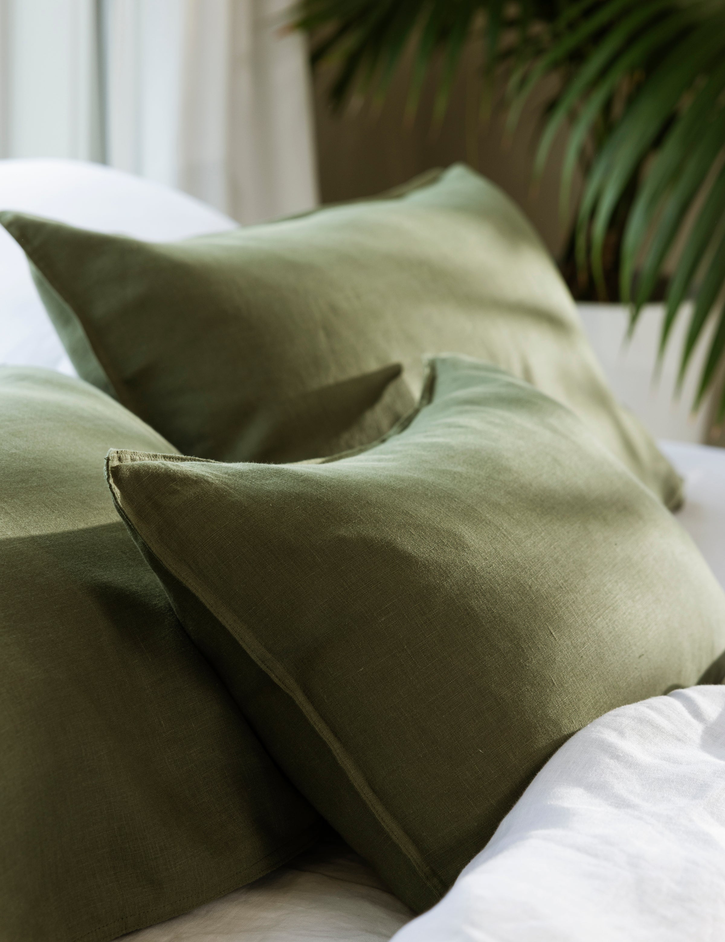 Loft Linen European Pillowcase in Olive | Olive-2