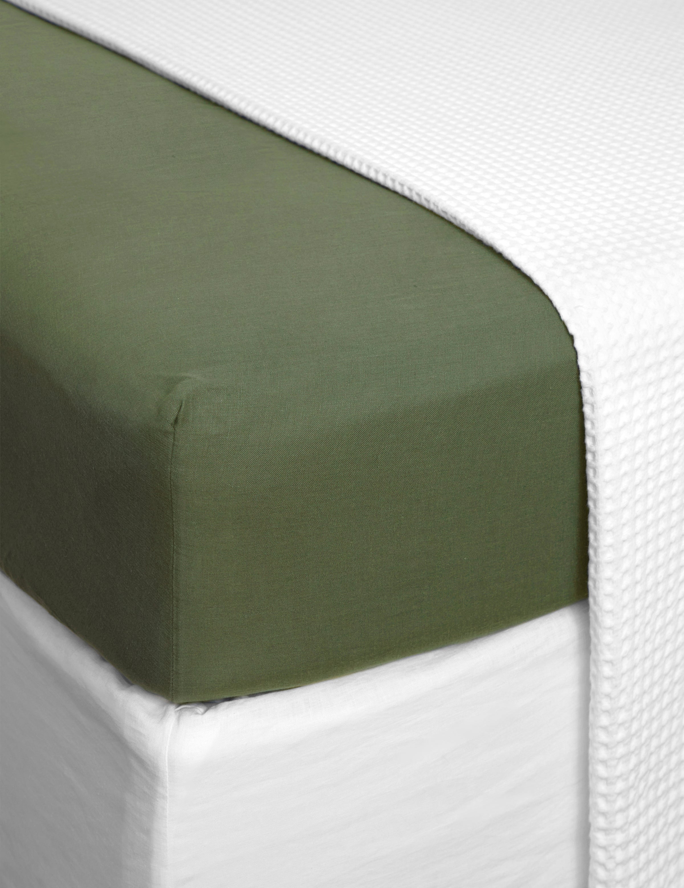 Loft Linen Fitted Sheet | Forest Green-1
