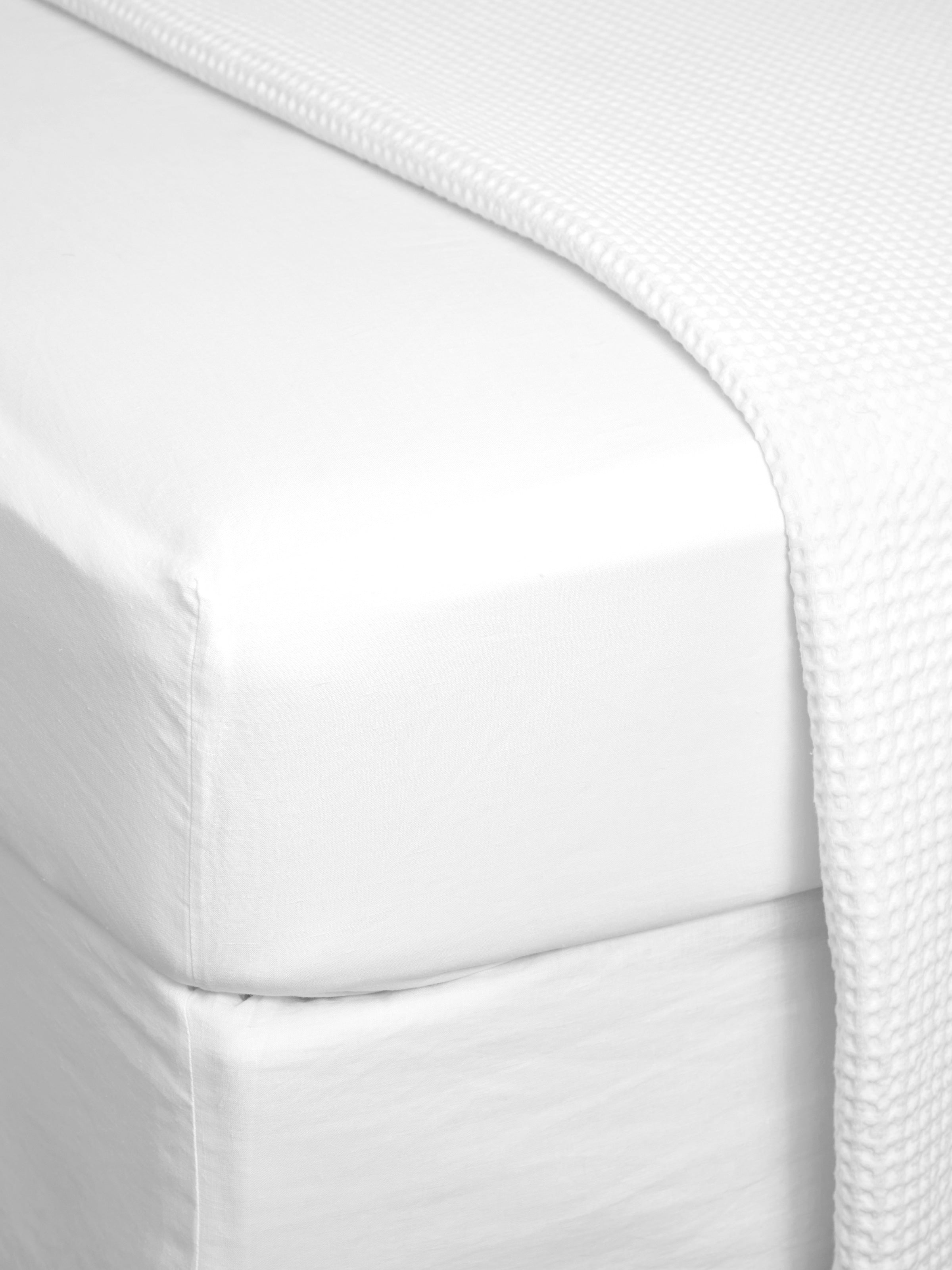 Loft Linen Fitted Sheet | White-1