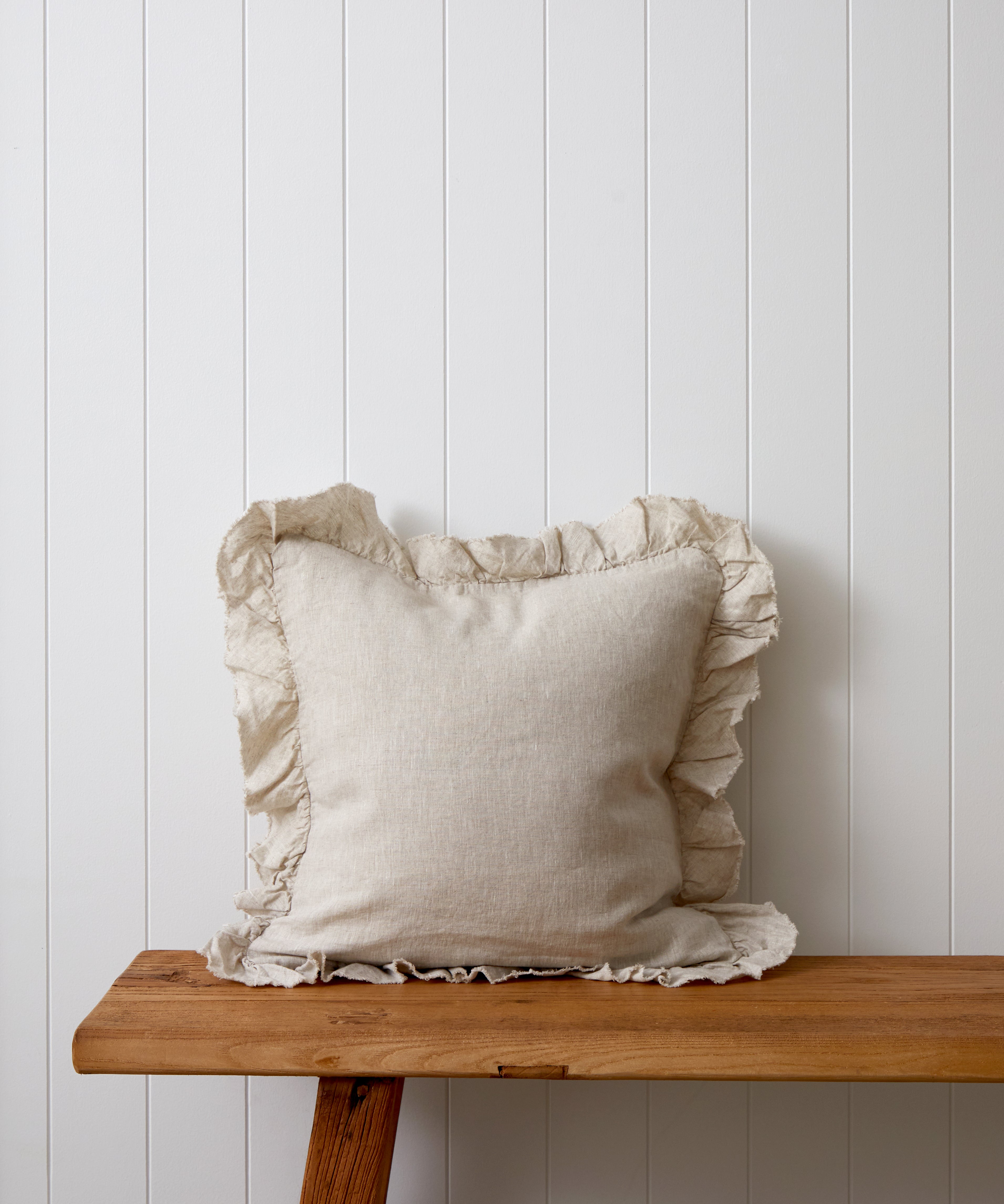 Loft Linen Frill Cushion Cover | Natural-1