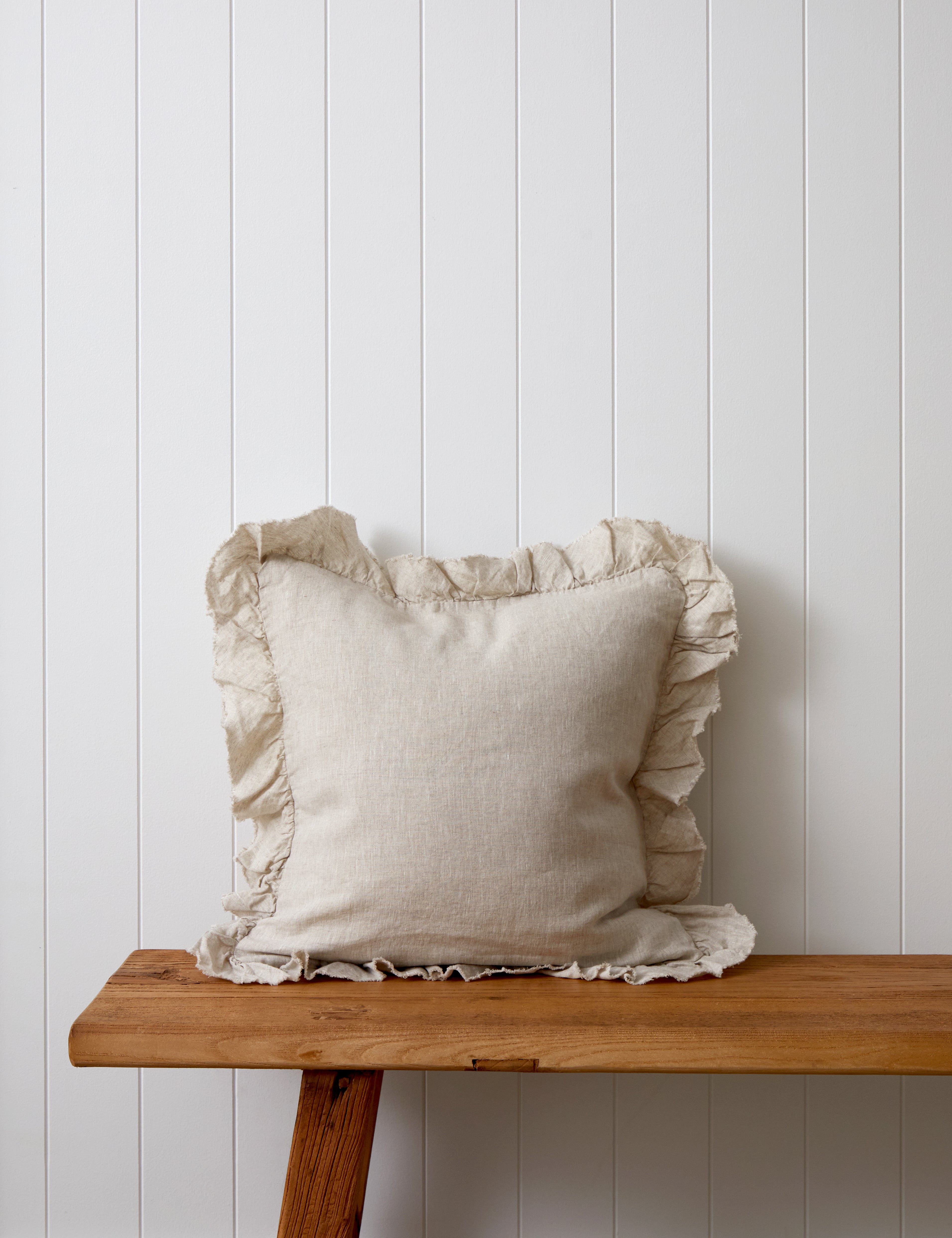 Loft Linen Frill Cushion Cover | Natural-1