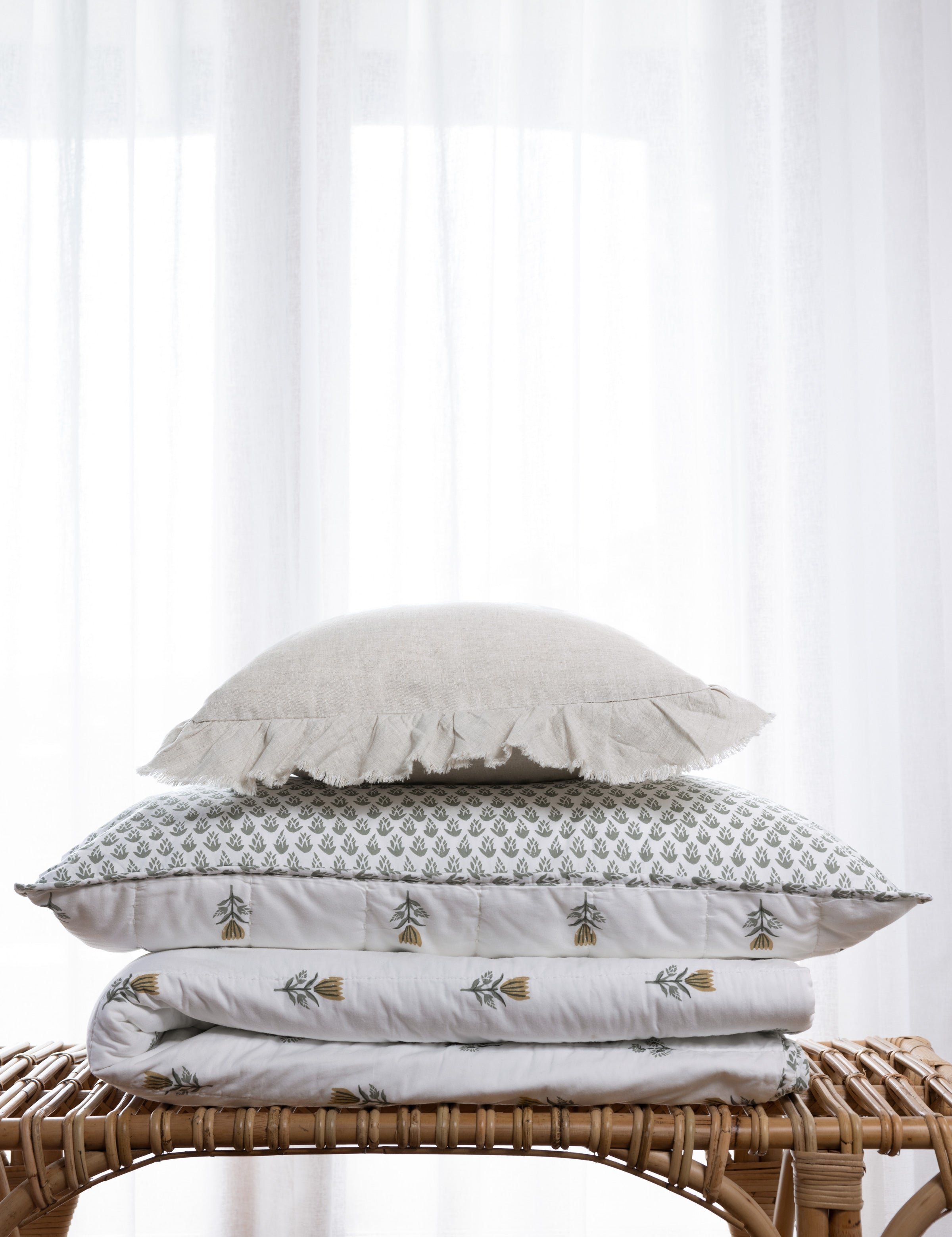 Loft Linen Frill Cushion Cover | Natural-2