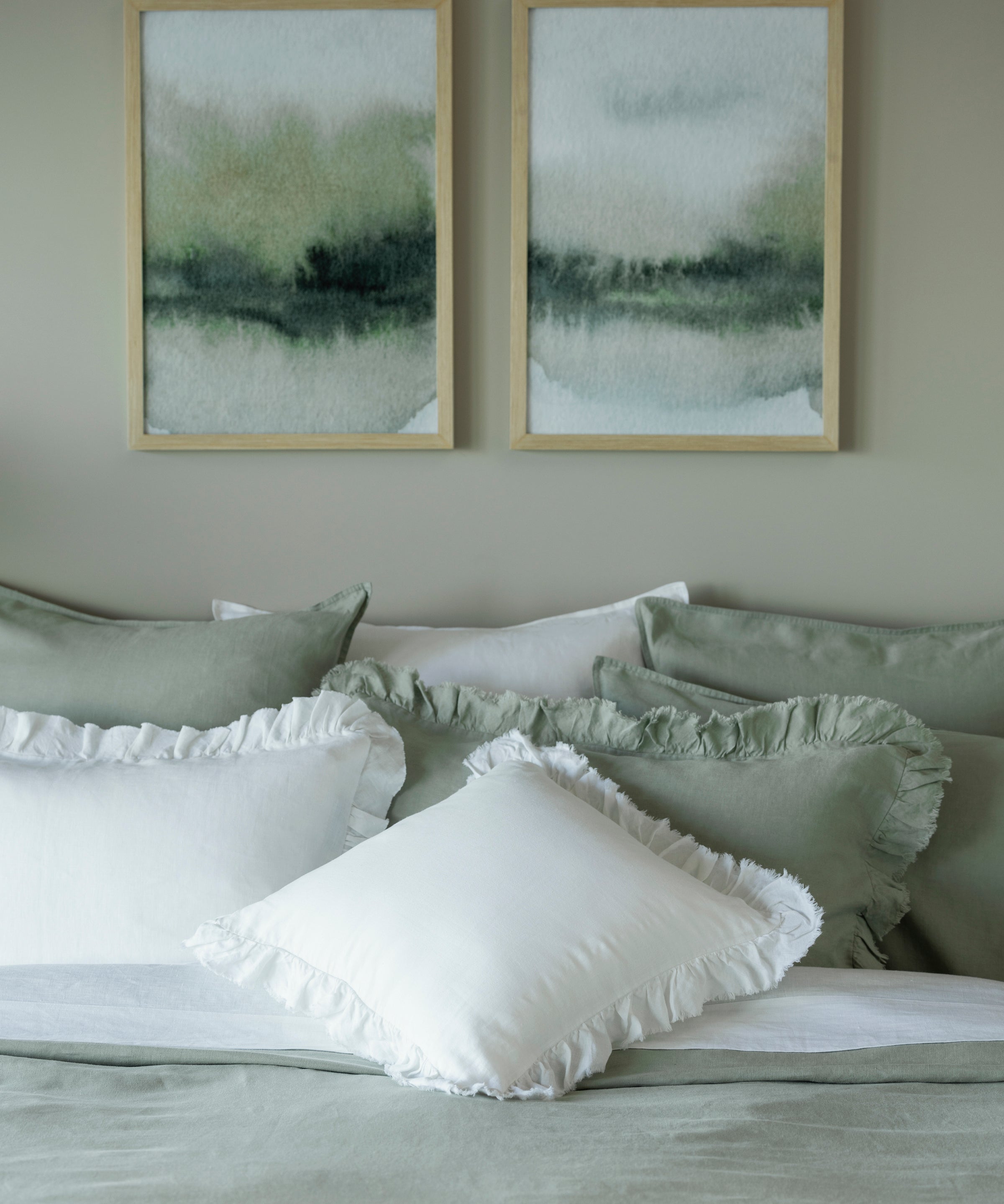 Loft Linen Frill Cushion Cover | White-2