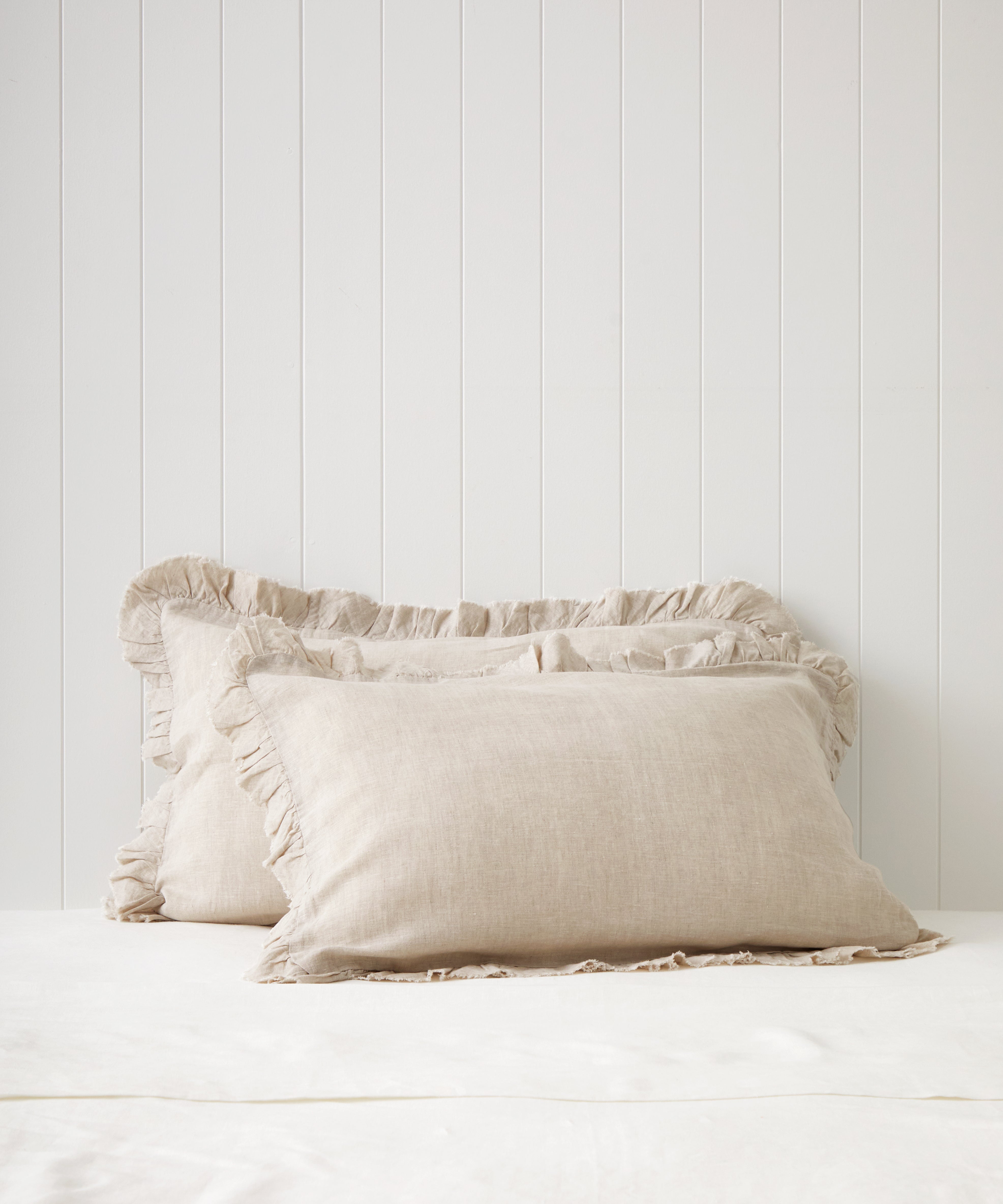 Loft Linen Frill Pillowcase Set in Natural | Natural-1