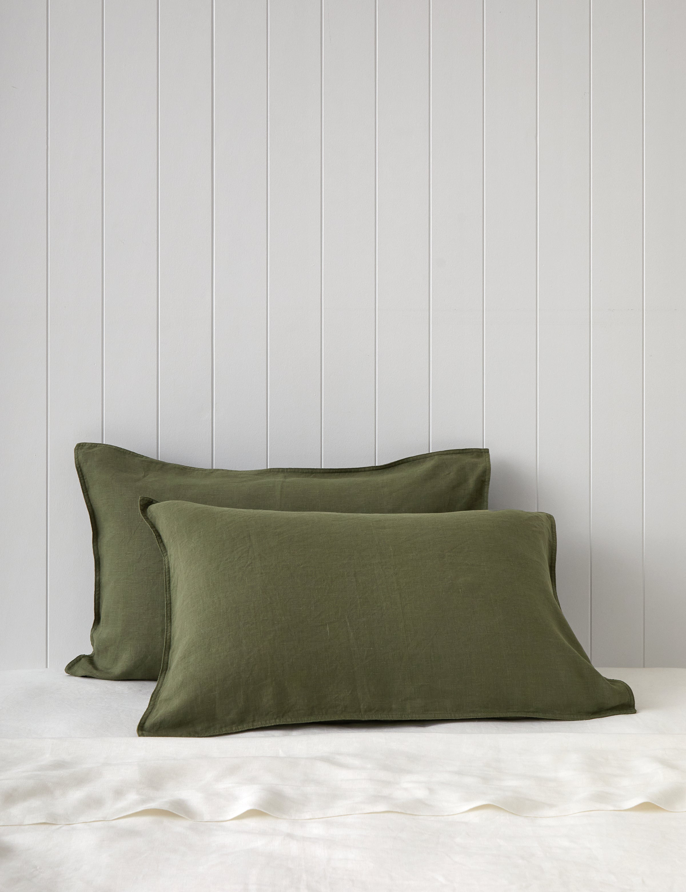 Loft Linen Standard Pillowcase Set in Olive | Olive-1