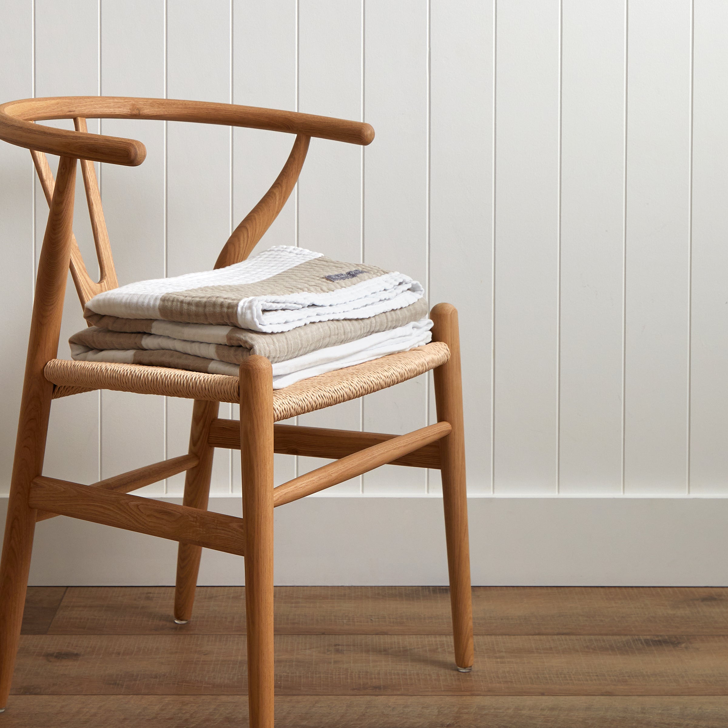 Luca Muslin Blanket | Natural Stripe-1