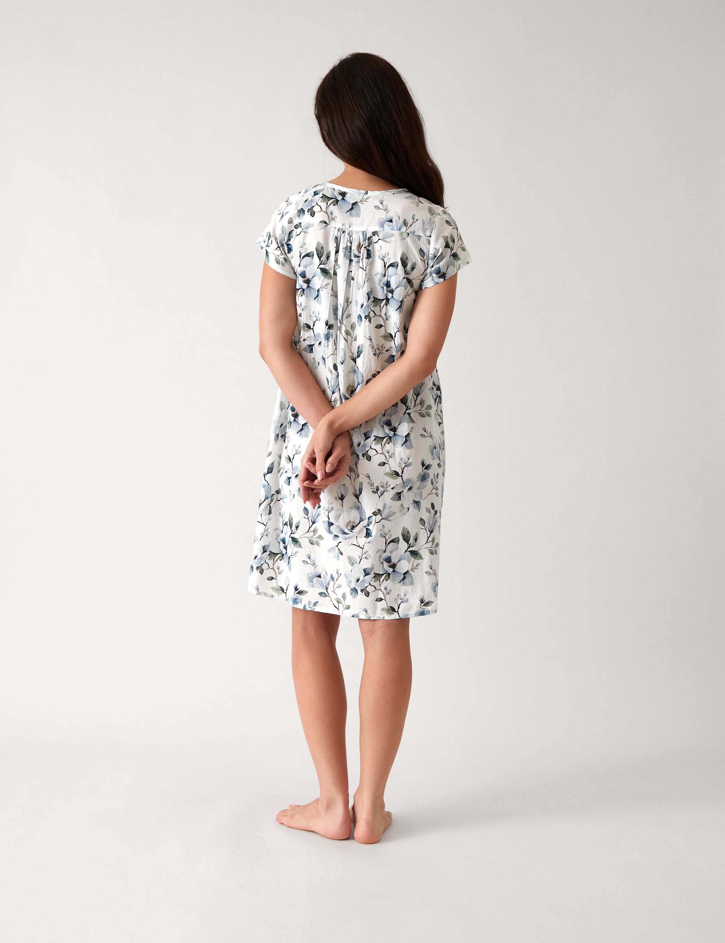 Magalie Pintuck Nightie | Blue Floral-4