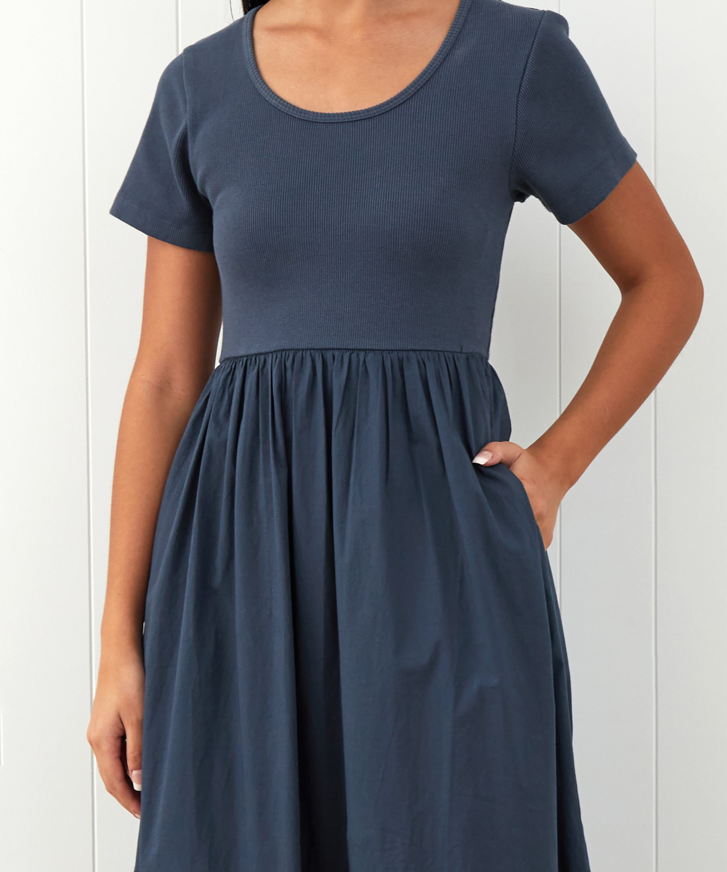 Malta Poplin Dress | Ink-3