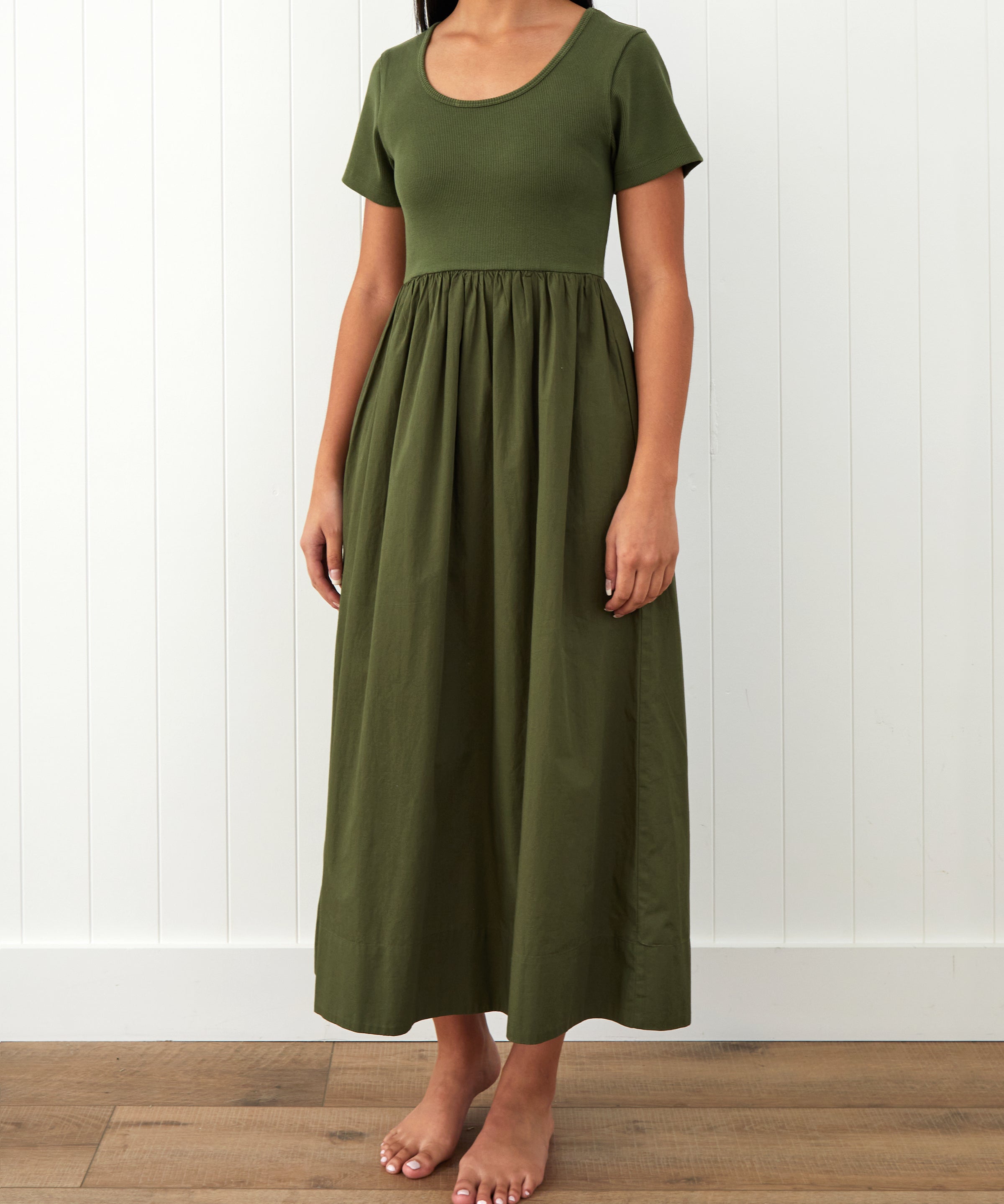 Malta Poplin Dress | Olive-1