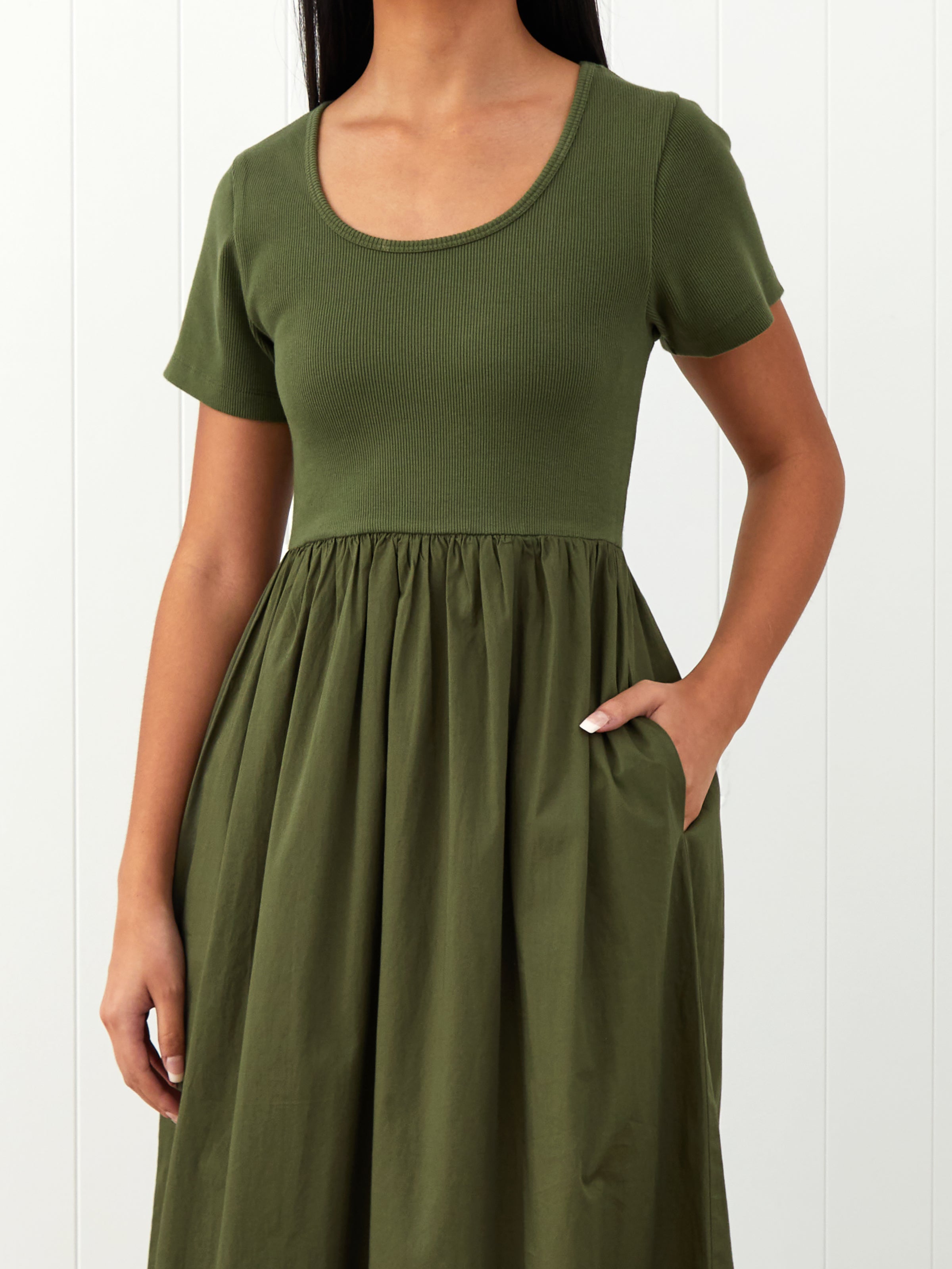 Malta Poplin Dress | Olive-3