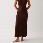 Monaco Linen Bias Dress | Chocolate-1