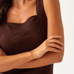 Monaco Linen Bias Dress | Chocolate-2