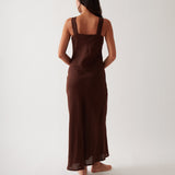 Monaco Linen Bias Dress | Chocolate-4