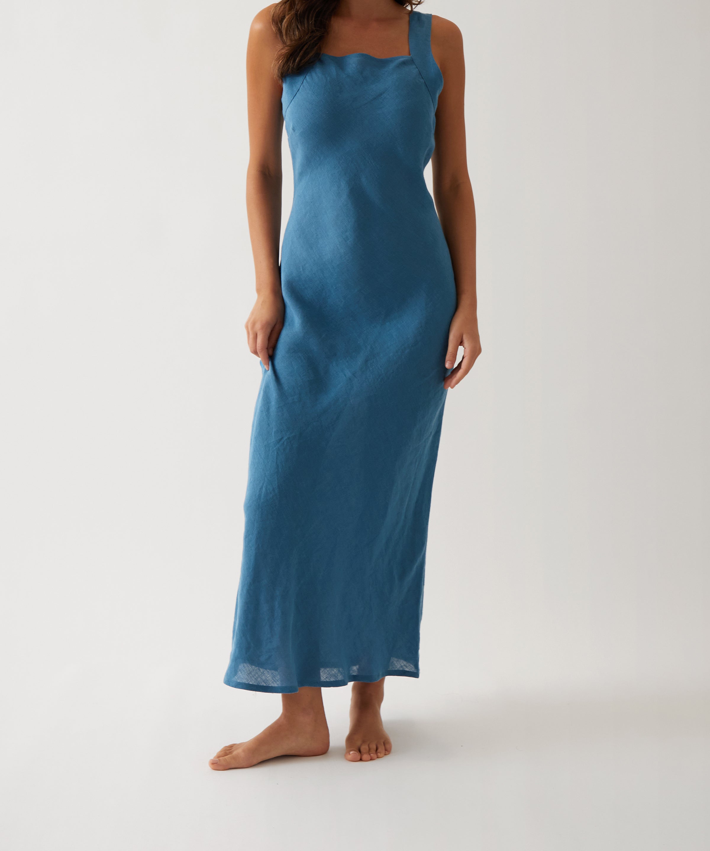 Monaco Linen Bias Dress | Ocean-1