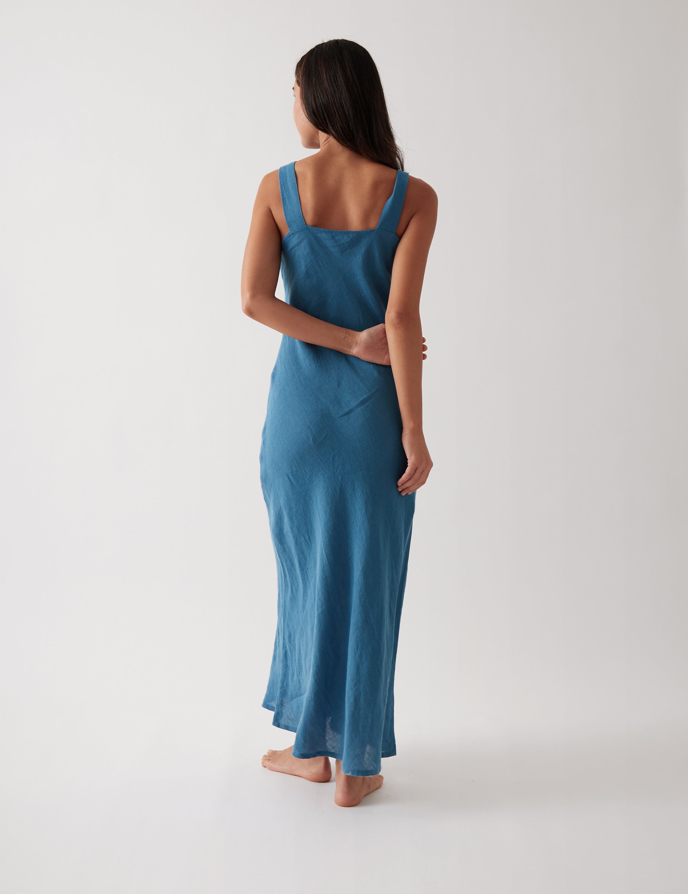 Monaco Linen Bias Dress | Ocean-4