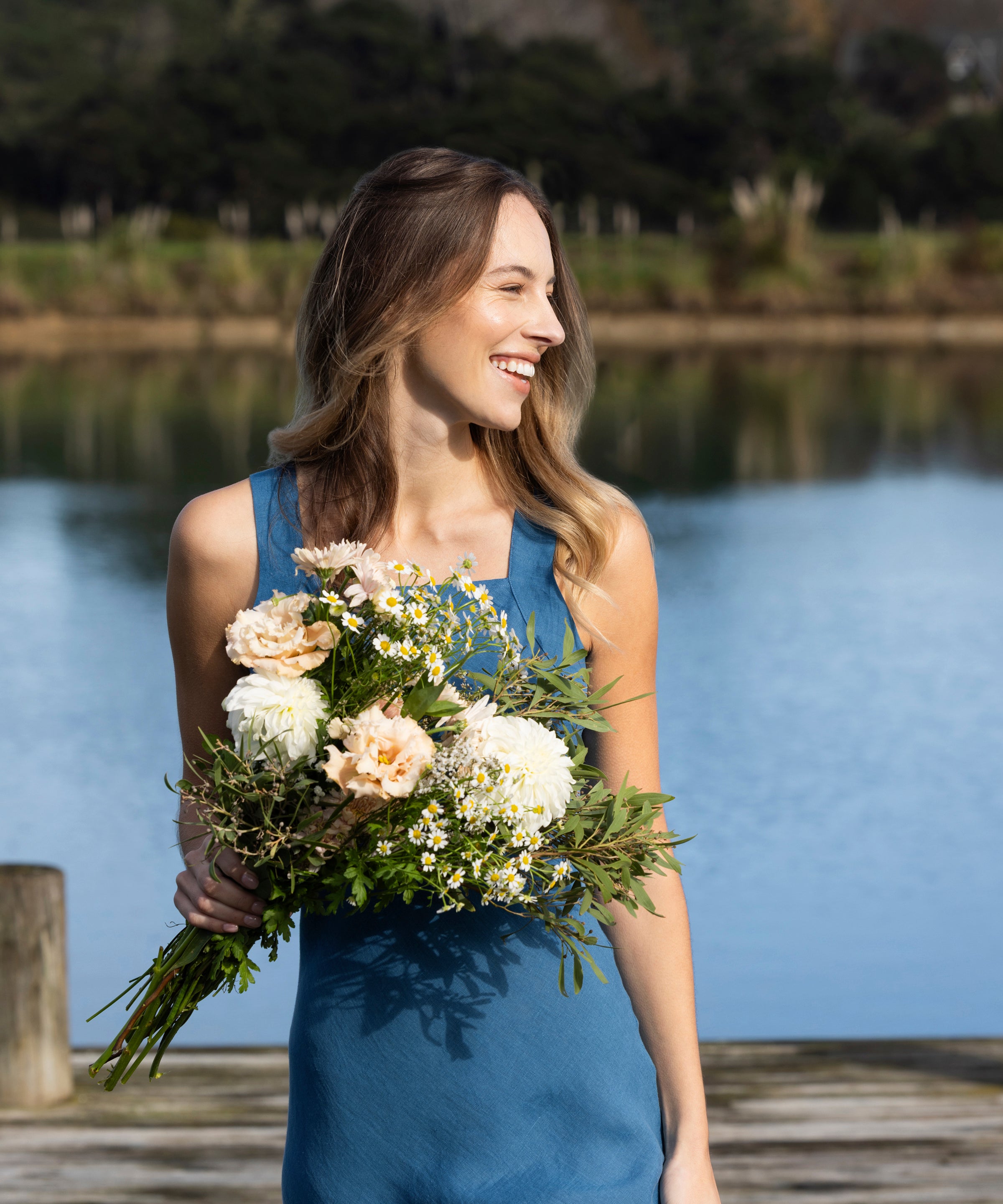 Monaco Linen Bias Dress | Ocean-5
