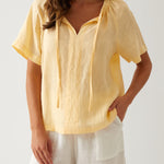 Monaco Linen Gathered Top | Butter-1
