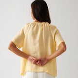 Monaco Linen Gathered Top | Butter-4