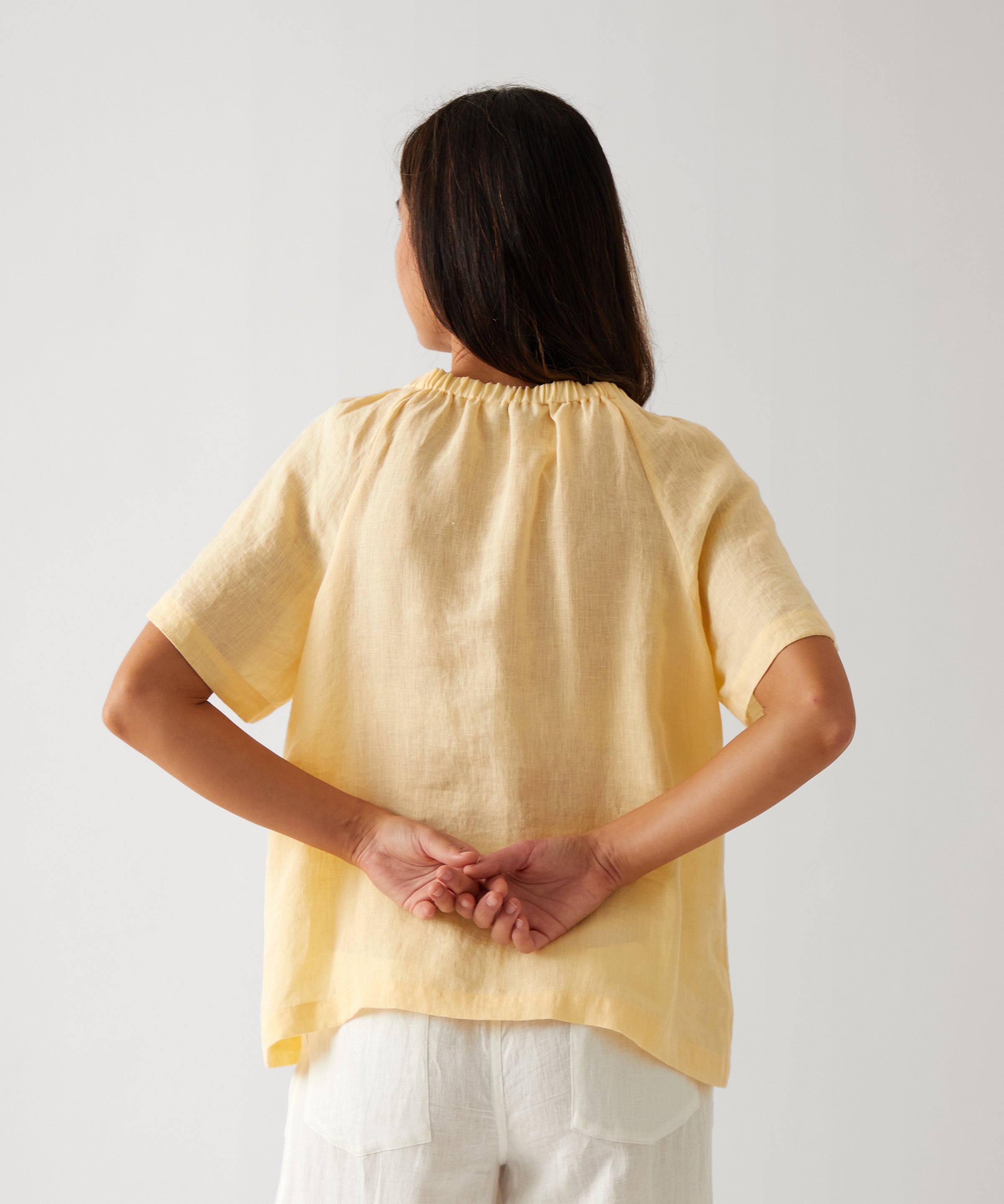 Monaco Linen Gathered Top | Butter-4