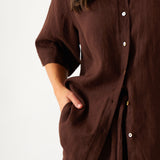 Monaco Linen Shirt | Chocolate-2