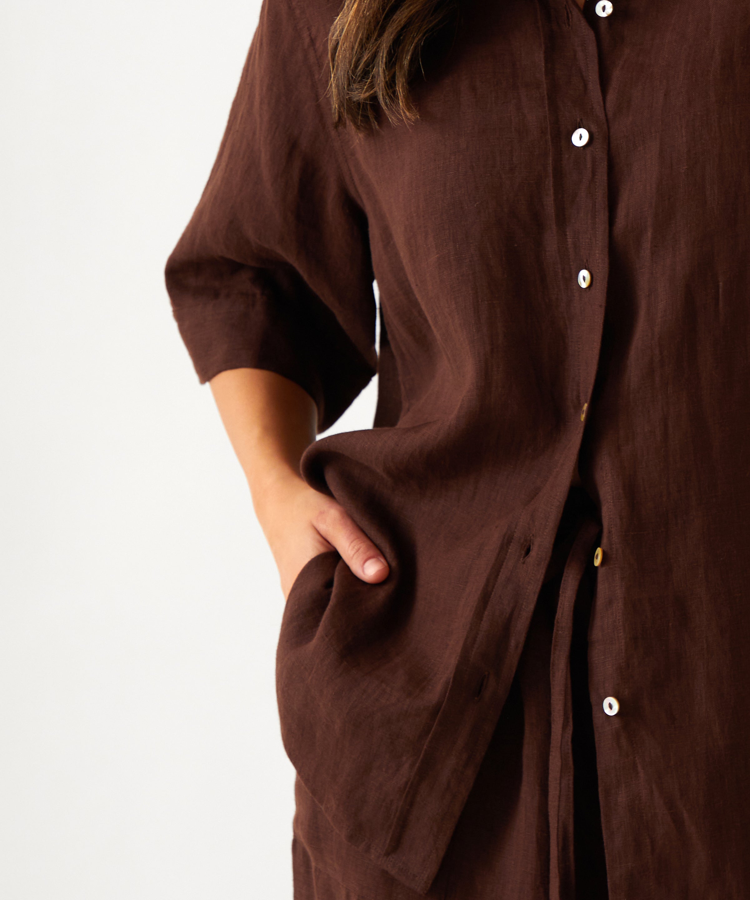 Monaco Linen Shirt | Chocolate-2