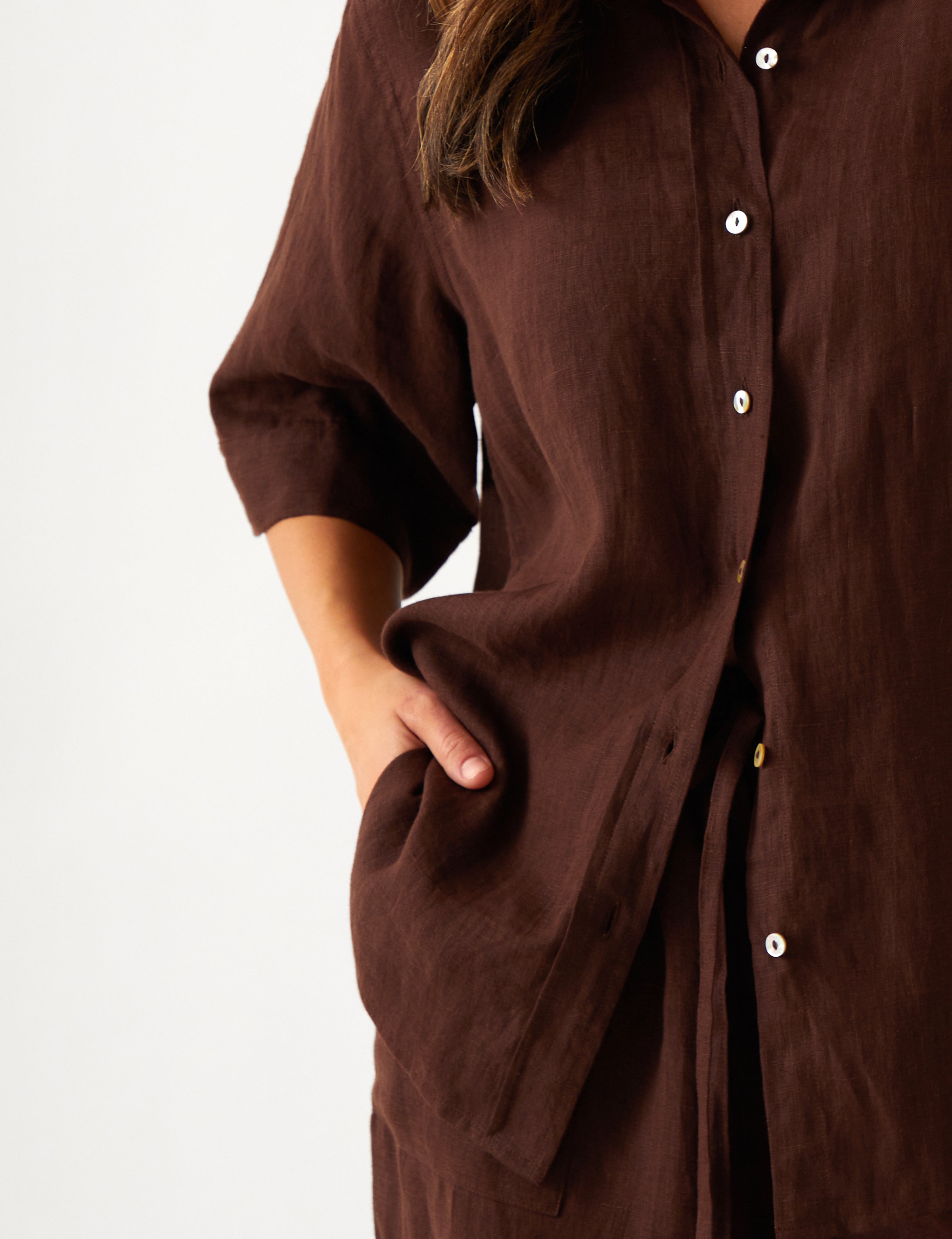 Monaco Linen Shirt | Chocolate-2