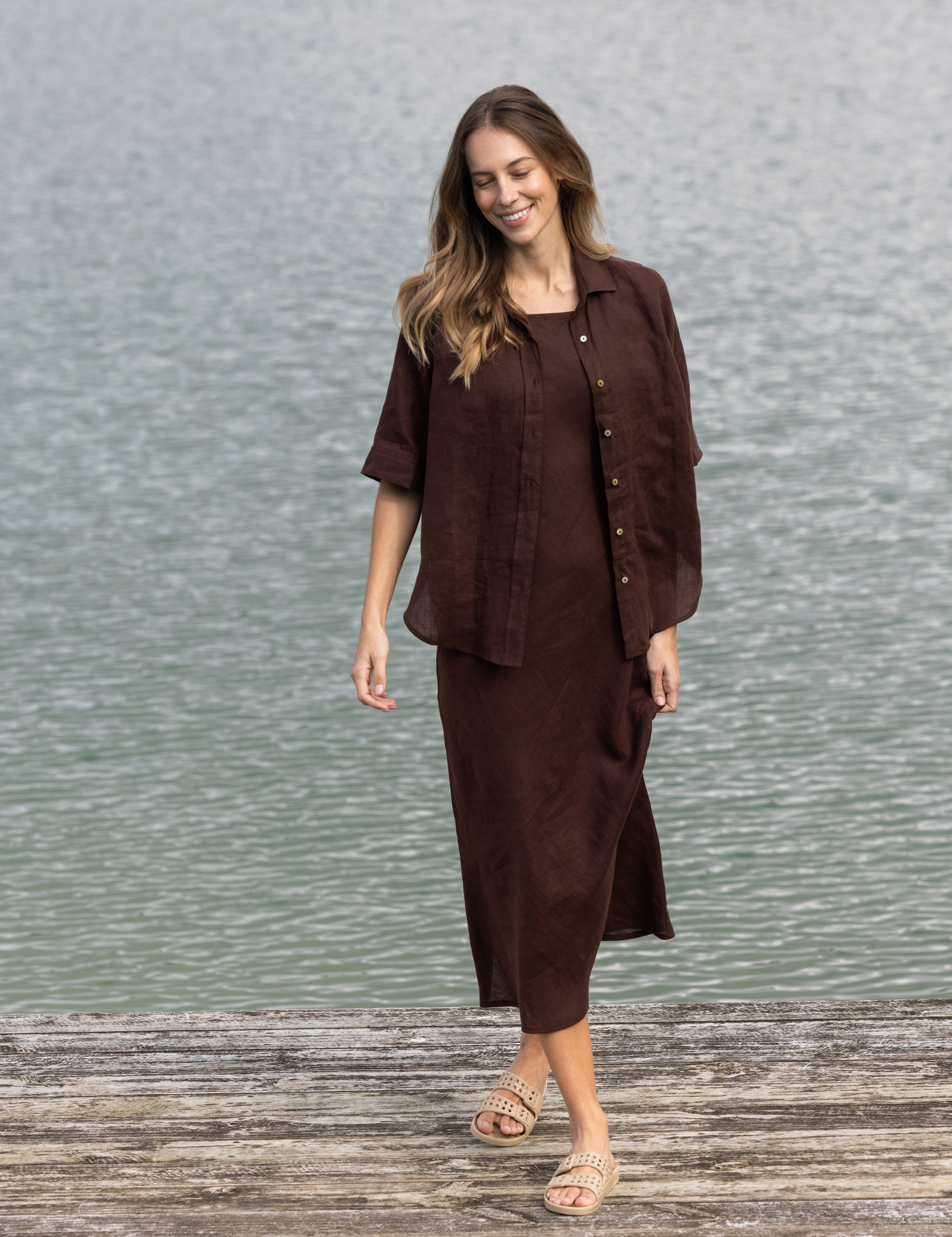 Monaco Linen Shirt | Chocolate-3